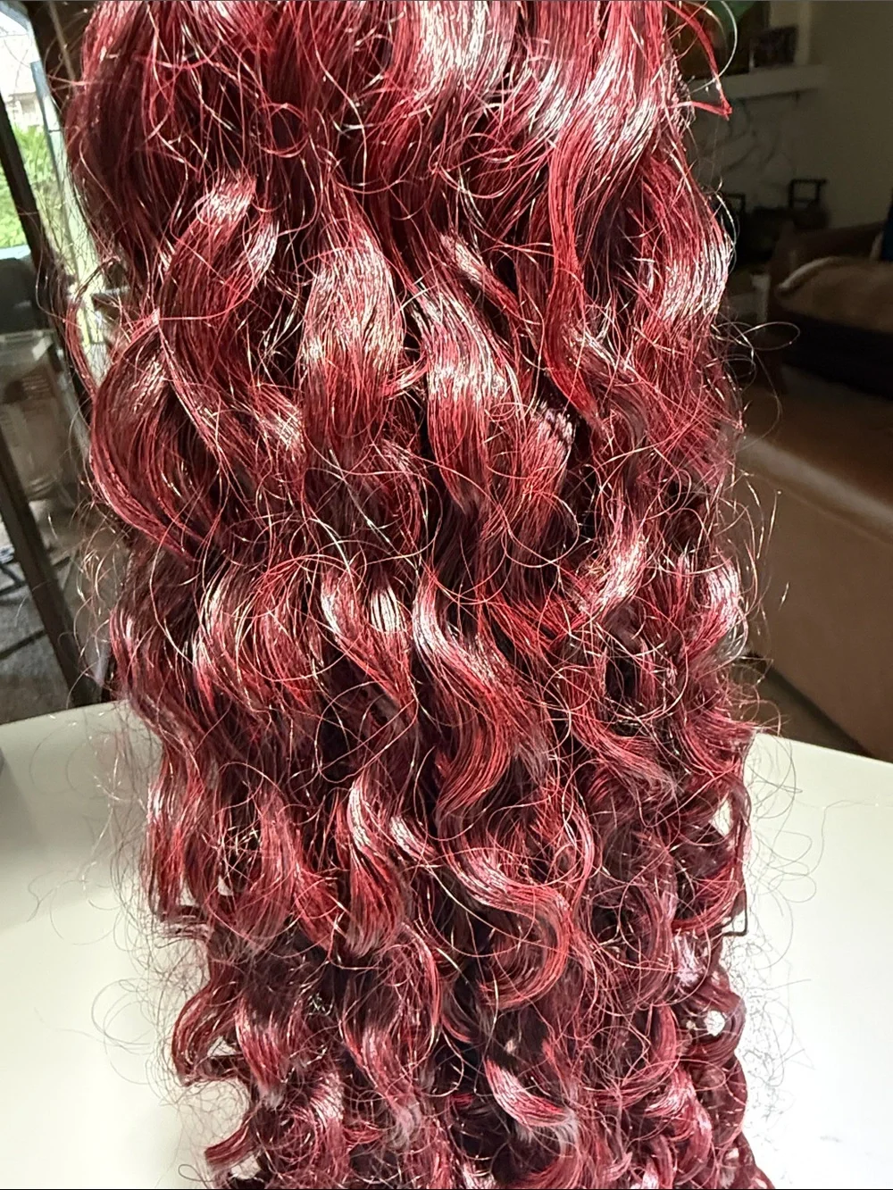 HAIR, 18” Wavy/Curly Lace Clip In Extensions(4) Burgundy/Wine/Red